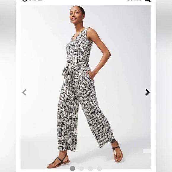 Chico's Travelers Costa Pebble Jumpsuit River Rock Size 1 Medium NWT - Picture 1 of 9